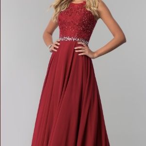 Lace-Applique Chiffon Long Prom/Bridesmaid Dress